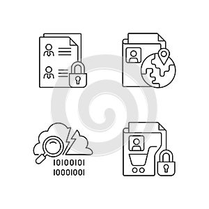 Maintain information security linear icons set