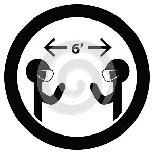 Maintain Social Distancing Six Feet Apart and Wear Mask Sign Isolated Vector Illustration