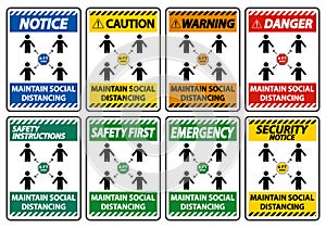 Maintain social distancing, stay 6ft apart sign,coronavirus COVID-19 Sign Isolate On White Background,Vector Illustration EPS.10