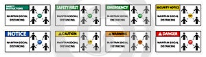 Maintain social distancing, stay 6ft apart sign,coronavirus COVID-19 Sign Isolate On White Background,Vector Illustration EPS.10