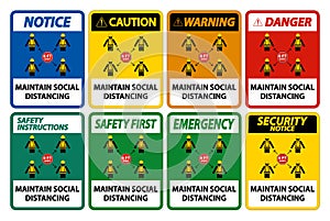 Maintain social distancing, stay 6ft apart sign,coronavirus COVID-19 Sign Isolate On White Background,Vector Illustration EPS.10