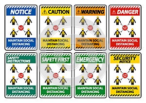 Maintain social distancing, stay 6ft apart sign,coronavirus COVID-19 Sign Isolate On White Background,Vector Illustration EPS.10
