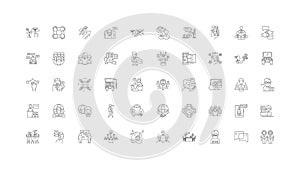 Maintenance concept illustration, linear icons, line signs set, vector collection