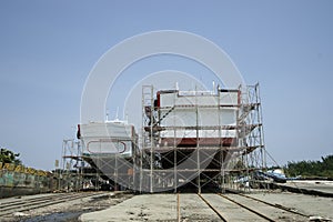 Maintenance of fishing boat.