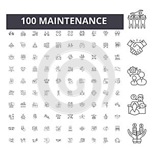 Maintenance line icons, signs, vector set, outline illustration concept