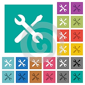 Maintenance square flat multi colored icons