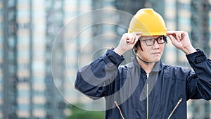 Maintenance worker man working at construction site