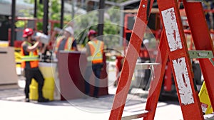 Maintenance workers on a Montreal street