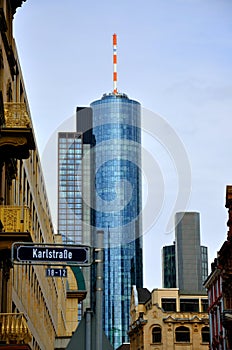 Maintower Skyscraper in Frankfurt in Hessen, Germany