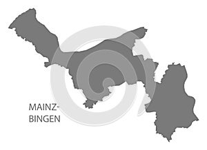 Mainz-Bingen grey county map of Rhineland-Palatinate DE