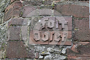 Mainz, Germany - 01 09 2022: Fort Josef, old German writing