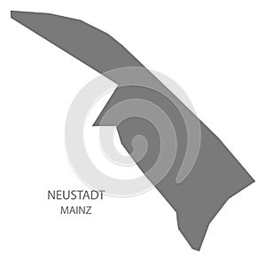 Mainz Neustadt district map grey illustration silhouette shape