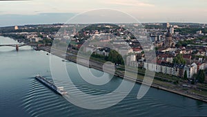 Mainz river Shot with a long boat