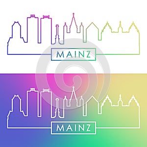 Mainz skyline. Colorful linear style.