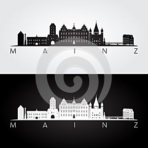 Mainz skyline and landmarks silhouette