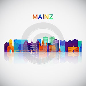 Mainz skyline silhouette in colorful geometric style.