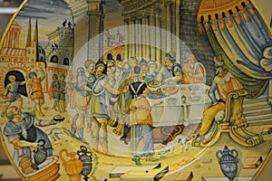 Maiolica from 1641 with Joseph and his brothers at the arrival of Benjamin at the British Museum in London