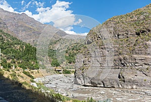The Maipo river in Maipo Canyon, a canyon located in the Andes. photo