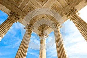 The Maison Carree square house Roman temple in NÃ®mes, southern France