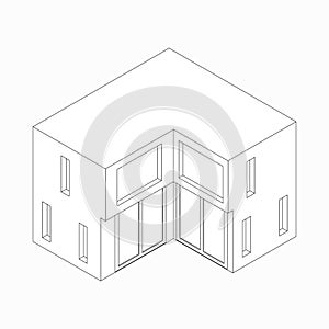 Maisonette icon, isometric 3d style