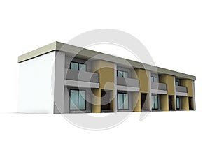 Maisonette type apartment. Architectural model. Buildings and real estate. White background. photo