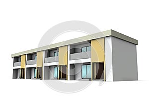 Maisonette type apartment. Architectural model. White background. photo