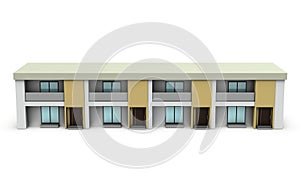 Maisonette type apartment. Architectural model. White background. photo