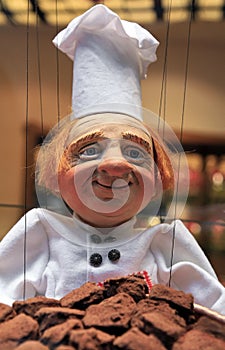 Maitre chocolatier puppet in Bruxelles, Belgium photo