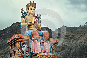 Maitreya Buddha statue near the Diskit Gompa Diskit Monastery in the Nubra Valley of Ladakh, northern India