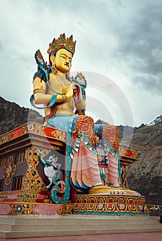 Maitreya Buddha statue near the Diskit Gompa Diskit Monastery in the Nubra Valley of Ladakh, northern India