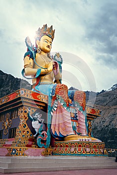 Maitreya Buddha statue near the Diskit Gompa Diskit Monastery in the Nubra Valley of Ladakh, northern India