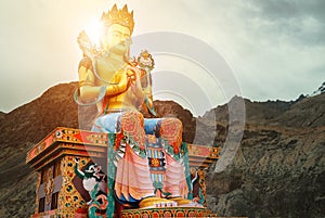 Maitreya Buddha statue near the Diskit Gompa Diskit Monastery in the Nubra Valley of Ladakh, northern India