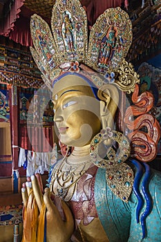 Maitreya buddha in thiksey monastery : side view