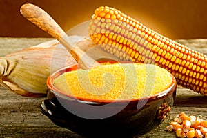 Maize flour over bowl