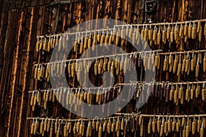 Maize on wood barn