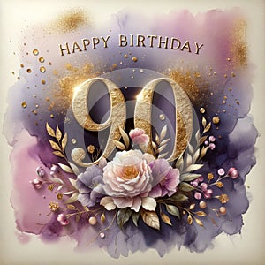 Majestic 90th Birthday with Gold Accents Card