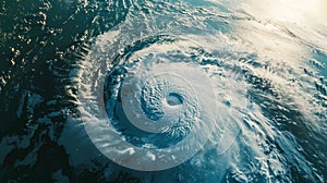 Majestic Aerial View of a Cyclone in the Ocean. Generative ai