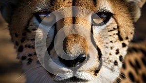 Majestic African cheetah staring, alertness in its animal eye generated by AI