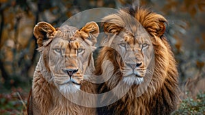 Majestic African Lion Pair, Rulers of the Wild: Prideful Predators