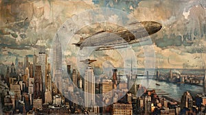 Majestic Airship: Iconic Hindenburg Sails Across New York Skyline