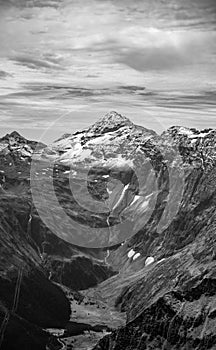 Majestic alpine landscape with glacier mountain of Tauernkogel