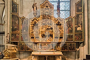 Majestic Altar Piece in Cologne Cathedral, Germany During Daytime Visit