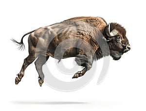 Majestic American Bison in Mid-Leap Isolation photo