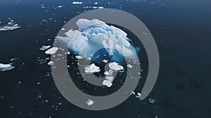 Majestic antarctica iceberg motion aerial view