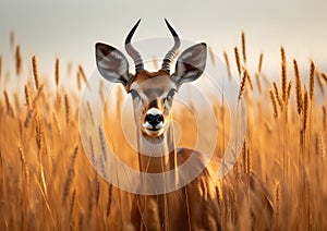 Majestic antelope stands gracefully in the grassy meadow, gazelles and antelopes image