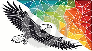 Majestic Bald Eagle Geometric Flight Abstract, vector design Generative AI