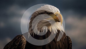 Majestic bald eagle perching, talons in focus generated by AI