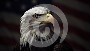 Majestic bald eagle perching, talons in focus generated by AI