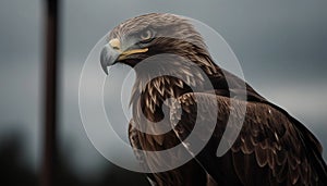 Majestic bald eagle perching, talons in focus generated by AI