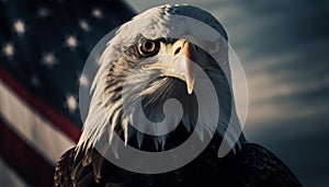 Majestic bald eagle staring with patriotic pride generated by AI